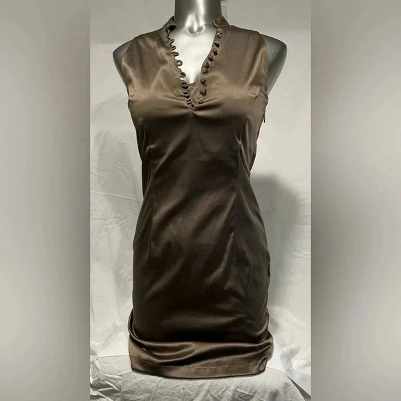 FREE 🆕 Women’s Brown bodicon satin dress - Picture 2 of 15